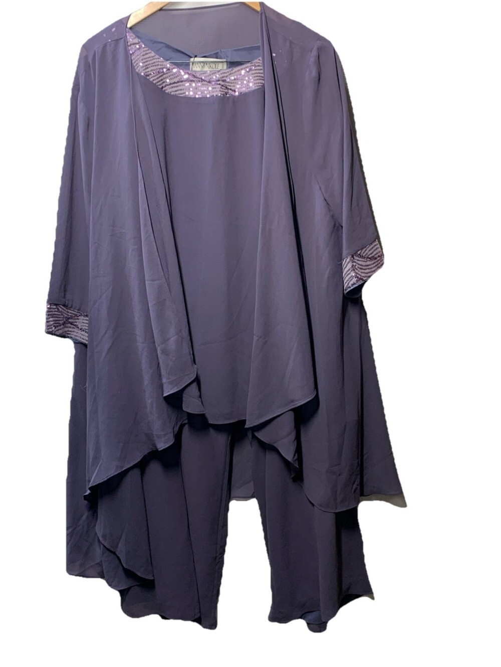 Hanna Nikole Plus Size Pant Suit 2 Piece Chiffon Set Ruffle Layers Size 24W